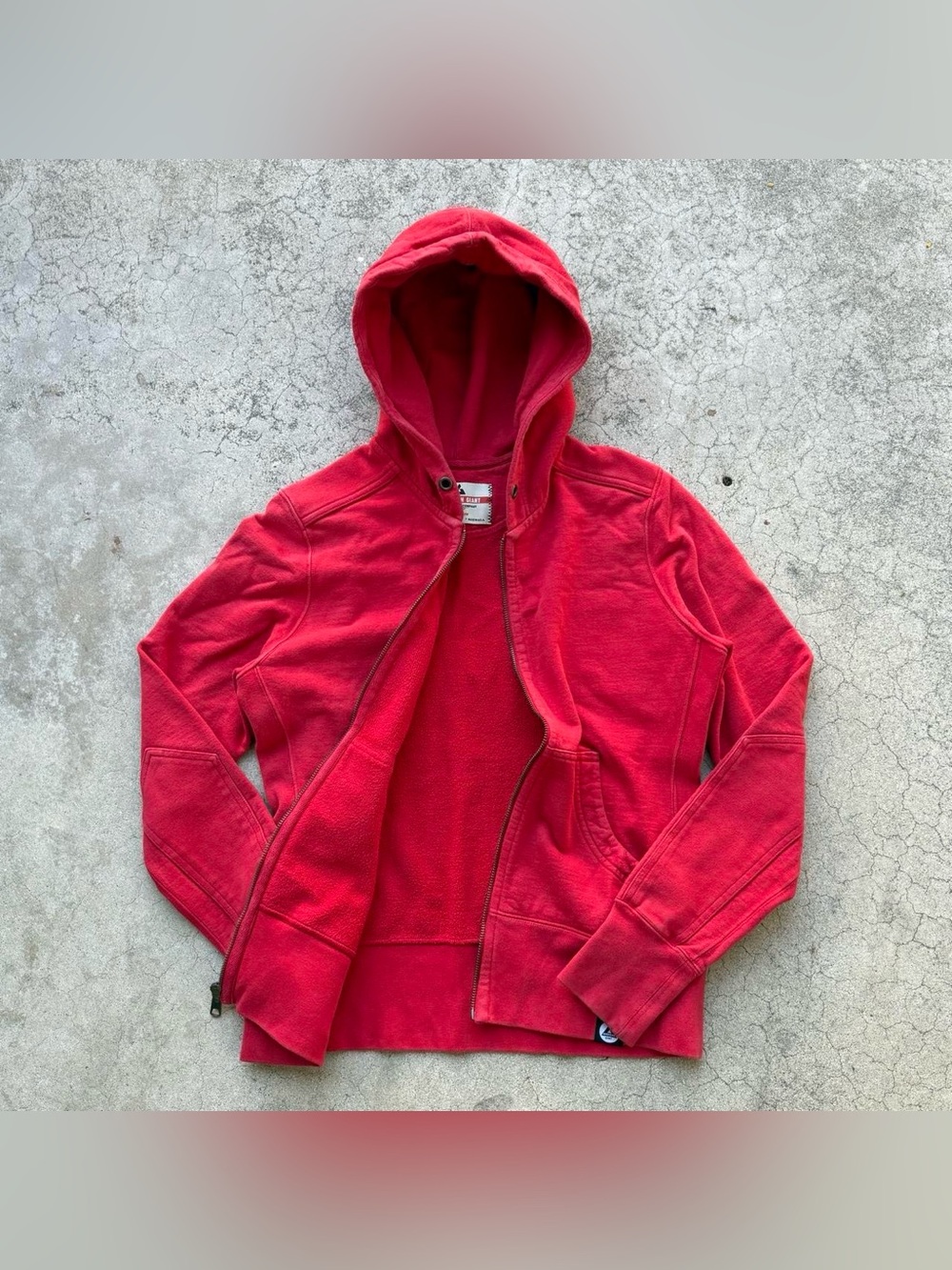 American Giant Red Cotton Full Zip Hoodie Sweater Size Medium